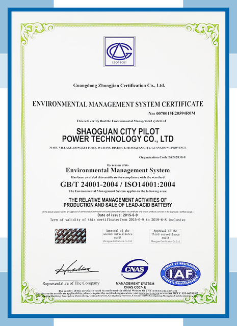 Our Certificate For small car battery